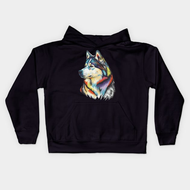 Siberian Husky Dog Art Kids Hoodie by The Image Wizard